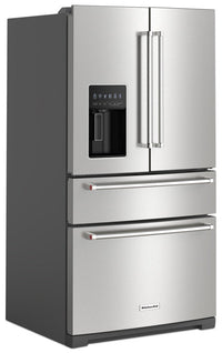 KitchenAid 36" 26.2 Cu. Ft. French-Door Refrigerator - PrintShield Stainless - KRMF536RPS | Réfrigérateur KitchenAid de 26,2 pi³ et de 36 po à portes françaises - acier inoxydable avec fini Pr…