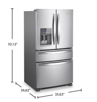 Whirlpool 36" 24.5 Cu. Ft. French-Door Refrigerator - Stainless Steel - WRMF3636RZ | Réfrigérateur Whirlpool de 36 po et de 24,5 pi3 à portes françaises - acier inoxydable - WRMF3636RZ | WRMF36RZ