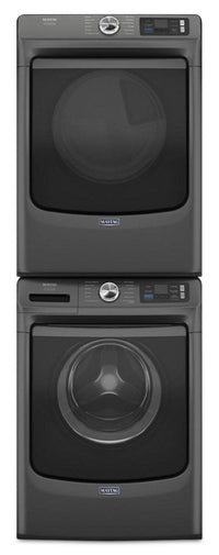 Maytag 5.8 Cu. Ft. Pet Pro Smart Front-Load Washer and 7.4 Cu. Ft. Gas Dryer - Volcano Black | Laveuse intelligente à chargement frontal Pet Pro de 5,8 pi3 et sécheuse à gaz de 7,4 pi3 de Maytag – noir volcan | MAFL702U