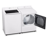 LG 5.8 Cu. Ft. Smart Top-Load Washer with EasyUnload™ and 7.3 Cu. Ft. Electric Dryer with AI Sensing  | Laveuse intelligente à chargement par le haut LG 5,8 pi³ avec EasyUnload et sécheuse électrique LG 7,3 pi³ avec détection IA  | LGTL820W
