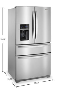 Whirlpool 36" 26 Cu. Ft. French-Door Refrigerator - Fingerprint Resistant Stainless Steel - WRMF7736… | Réfrigérateur Whirlpool de 26 pi³ et de 36 po à portes françaises - acier inoxydable résistant aux t…