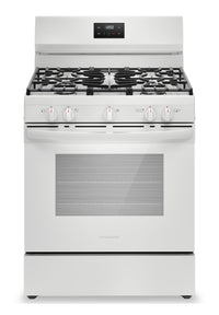 Frigidaire 5.1 Cu. Ft. Gas Range With Quick Boil and Five Burner Cooktop - White - FCRG3052BW | Cuisinière à gaz Frigidaire de 5,1 pi³ avec ébullition rapide et surface de cuisson à 5 brûleurs - b…