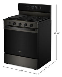 Whirlpool 5 Cu. Ft. Smart Gas Range with Air Fry and Self-Clean - Black Stainless Steel - WFGS7530RV | Cuisinière intelligente à gaz Whirlpool de 5 pi³ avec friture à air et autonettoyage - acier inoxydable noir - WFGS7530RV | WFGS75RV