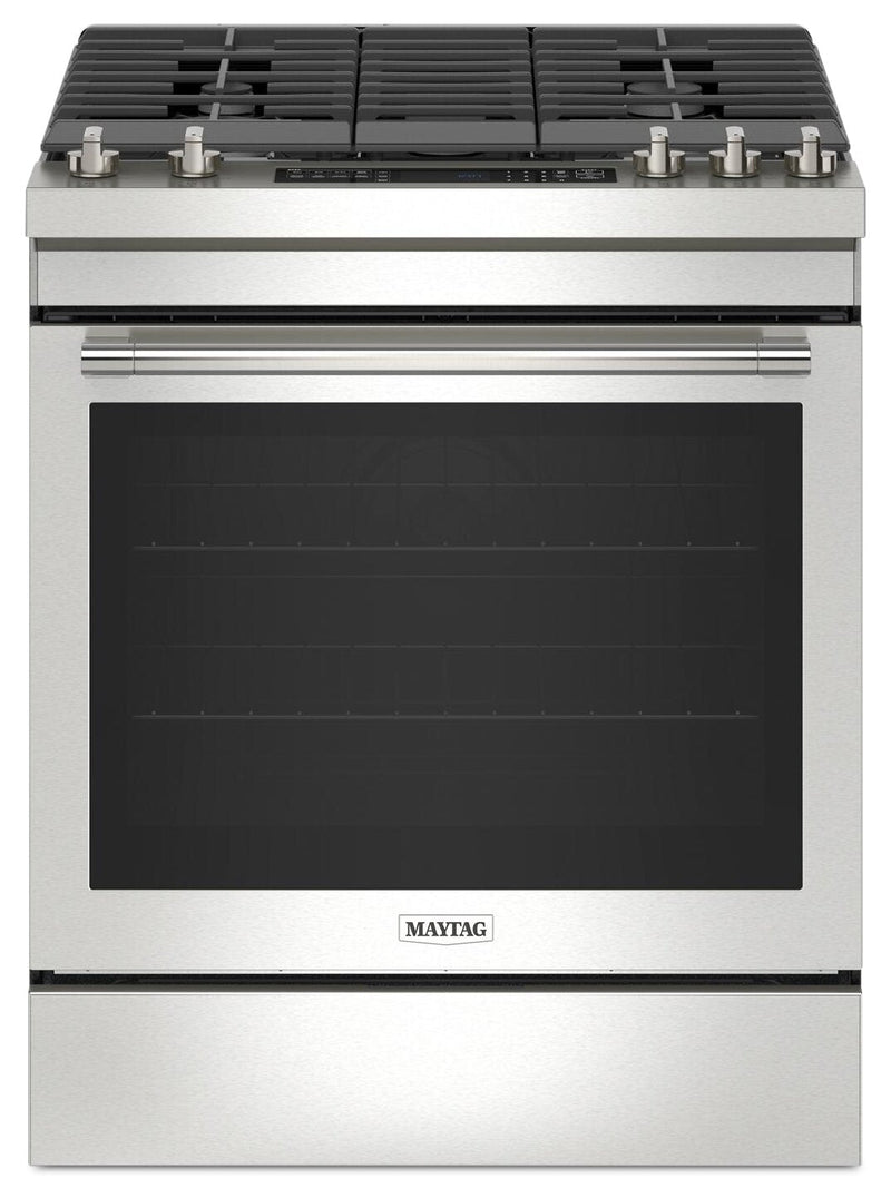 Maytag 5.8 Cu. Ft. Gas Range with Air Fry and AquaLift® - Fingerprint Resistant Stainless Steel - MG… | Cuisinière à gaz Maytag de 5,8 pi³ avec friture à air et technologie AquaLiftMD - acier inoxydable r…