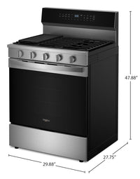 Whirlpool 5 Cu. Ft. Smart Gas Range with Air Fry and Self-Clean - Stainless Steel - WFGS7530RZ | Cuisinière intelligente à gaz Whirlpool de 5 pi³ avec friture à air et autonettoyage - acier inoxydable - WFGS7530RZ | WFGS75RZ