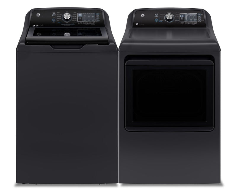 GE 5.3 Cu. Ft. Top-Load Washer and 7.4 Cu. Ft. Electric Dryer with SaniFresh 