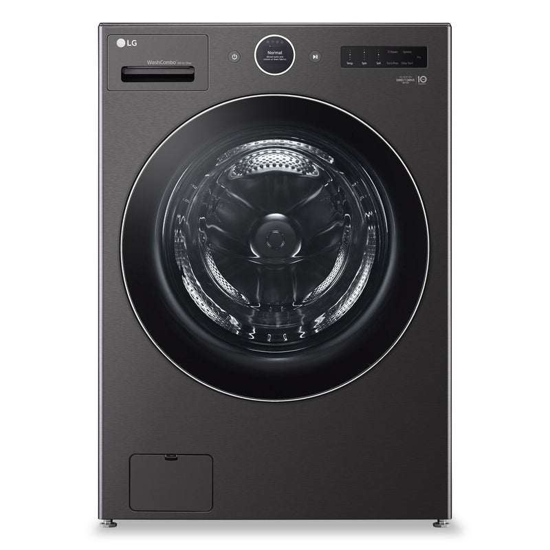 LG 5.7 Cu. Ft. Smart Front-Load High-Efficiency Steam All-in-One Laundry - Black Steel - WM6998HBA | Laveuse-sécheuse tout-en-un à la vapeur intelligente haute efficacité LG de 5,7 pi³ à chargement fro…