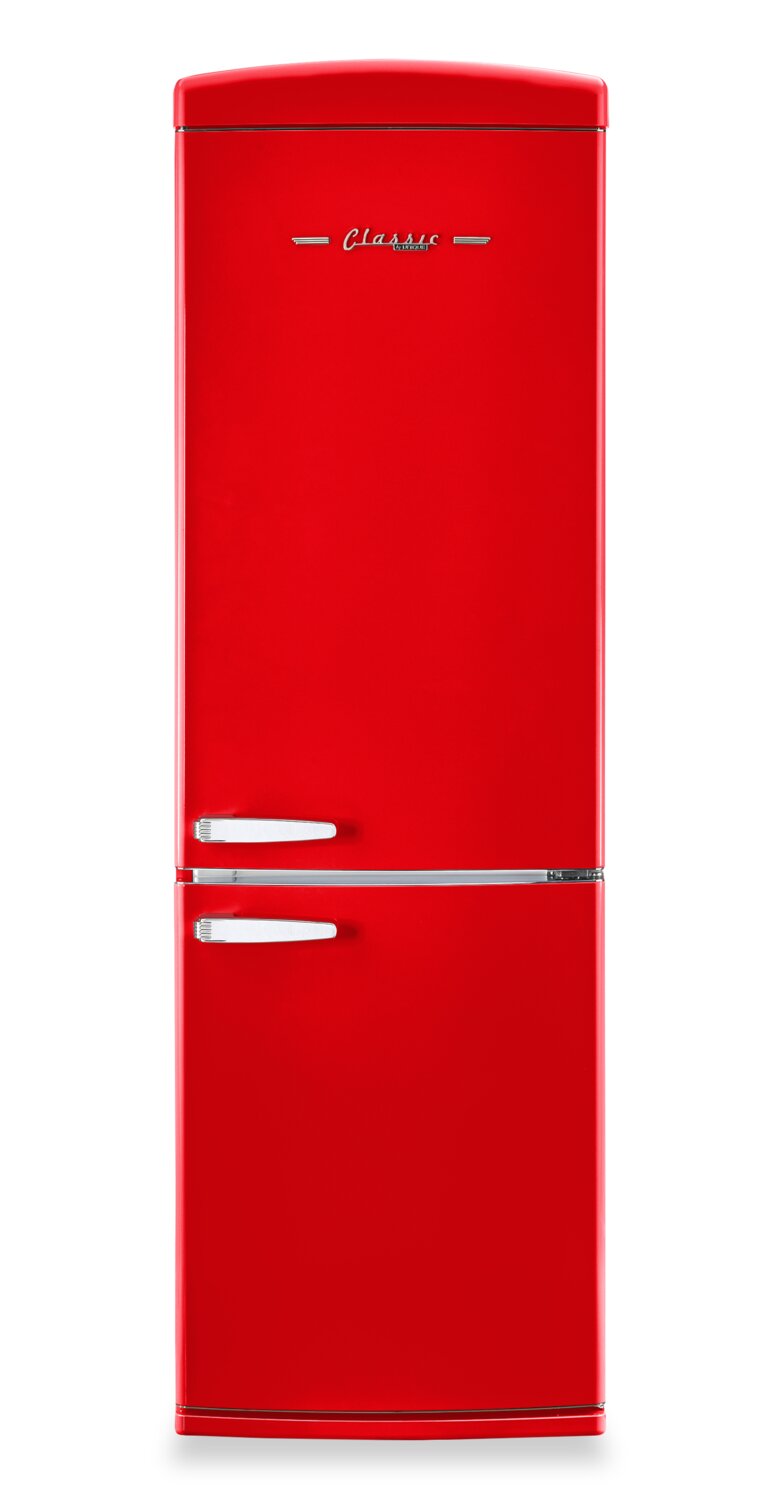 Classic Retro by Unique 24" 12 Cu. Ft. Bottom-Freezer Refrigerator - Candy Apple Red - UGP-340L AC R | Réfrigérateur Classic Rétro par Unique de 24 po et de 12 pi3 à congélateur inférieur - pomme rouge bonbon - UGP-340L AC R | UGP340LR