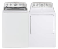 GE 5 Cu. Ft. Top-Load Washer and 7.2 Cu. Ft. Gas Dryer with SaniFresh Cycle 