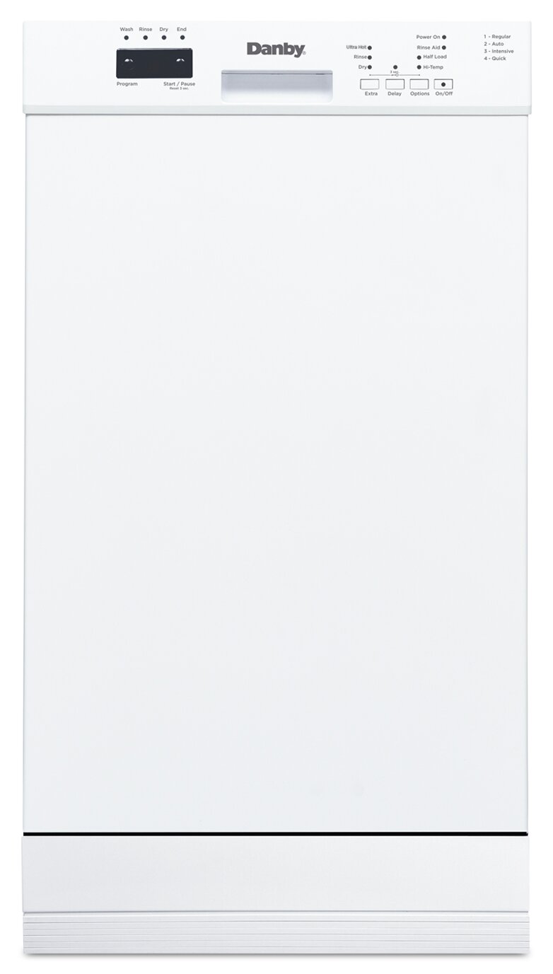 Danby 18" 51 dBA Front-Control Built-In Dishwasher - White - DDW18D1EW | Lave-vaisselle encastré Danby de 18 po et de 51 dBA avec commandes à l’avant - blanc - DDW18D1EW | DDW18D1W