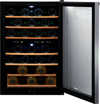 Frigidaire 21.5" 4.4 Cu. Ft. 45 Bottle Two-Zone Wine Cooler Refrigerator - Stainless Steel - FRWW454… | Réfrigérateur Frigidaire de 4,4 pi³ et de 21,5 po avec refroidisseur à vin à 2 zones à 45 bouteilles…