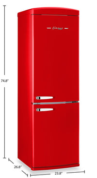 Classic Retro by Unique 24" 12 Cu. Ft. Bottom-Freezer Refrigerator - Candy Apple Red - UGP-340L AC R | Réfrigérateur Classic Rétro par Unique de 24 po et de 12 pi3 à congélateur inférieur - pomme rouge bonbon - UGP-340L AC R | UGP340LR