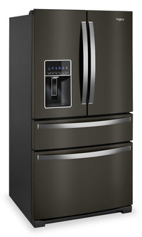 Whirlpool 36" 26 Cu. Ft. French-Door Refrigerator - Black Stainless Finish - WRMF7736PV | Réfrigérateur Whirlpool de 26 pi³ et de 36 po à portes françaises - fini en acier inoxydable noir - …