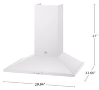 LG Studio 30" 600 CFM Smart Wall-Mount Chimney Hood - Essence White - LSHD3080N | Hotte cheminée intelligente de cuisinière LG Studio de 30 po et de 600 pi3/min - essence blanche - LSHD3080N | LSHD3080