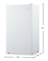 Danby 18.6" 3.3 Cu. Ft. Single-Door Mini Fridge - White - DCR033B2WM | Mini réfrigérateur Danby de 3,3 pi³ et de 18,6 po à 1 porte - blanc - DCR033B2WM