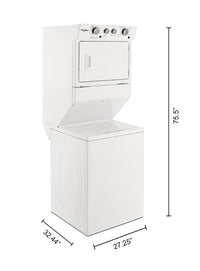 Whirlpool 4.0 cu.ft Gas Stacked Laundry Center 9 Wash cycles and AutoDry™ - WGT4027HW|Whirlpool Centre de lavage superposé au gaz de 4,0 pi³ avec lave-vaisselle|WGT4027H