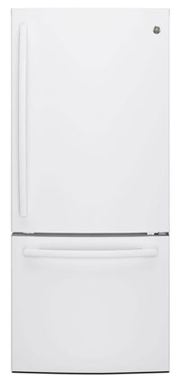 GE 20.9 Cu. Ft. Bottom-Freezer Refrigerator – GDE21DGKWW|Réfrigérateur GE de 20,9 pi³ à congélateur inférieur – GDE21DGKWW|GDE21DKW